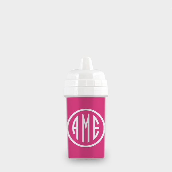Magenta and White Monogram Sippy Cup