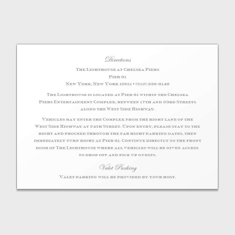 Alex & Evan Directions Card