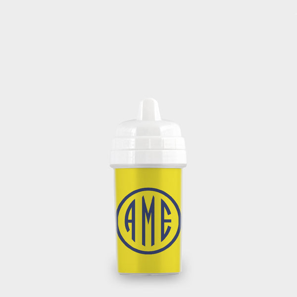 Yellow and Navy Monogram Sippy Cup