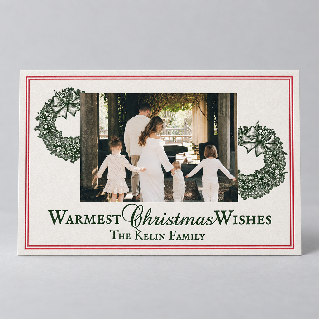 Christmas Wishes Holiday Card — 5.5" x 8.5" Letterpress