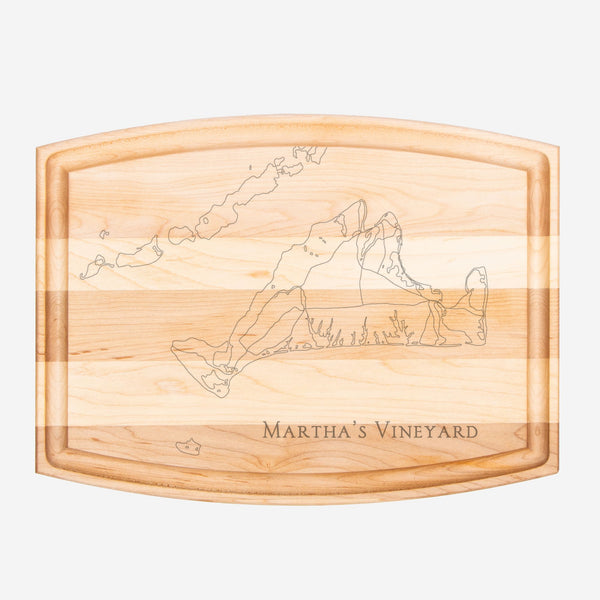Martha's Vineyard - Arched Wood Cutting Board with Groove - 12" x 9"