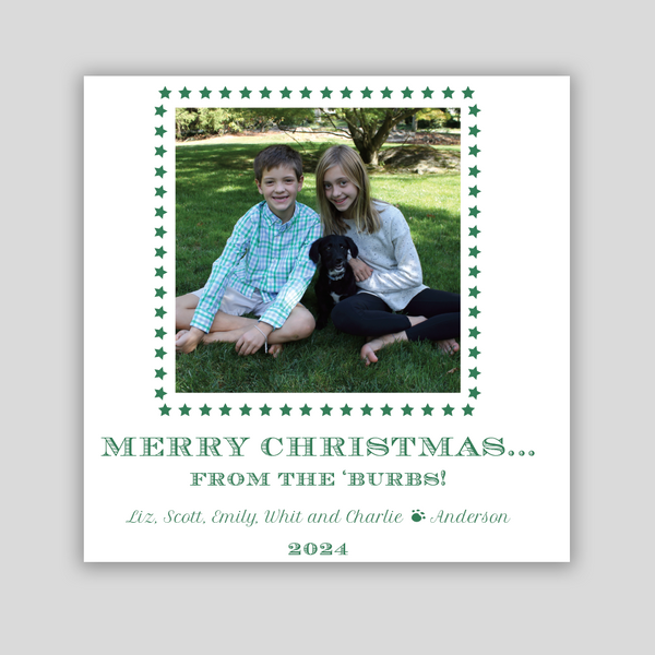 Green Stars Holiday Card