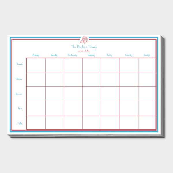 Coral Family Schedule Pad