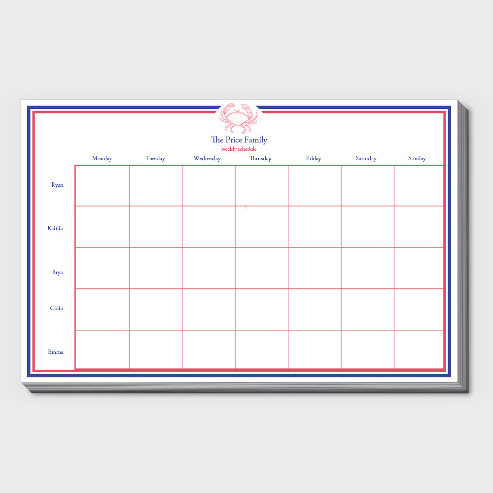 Crab Family Schedule Pad
