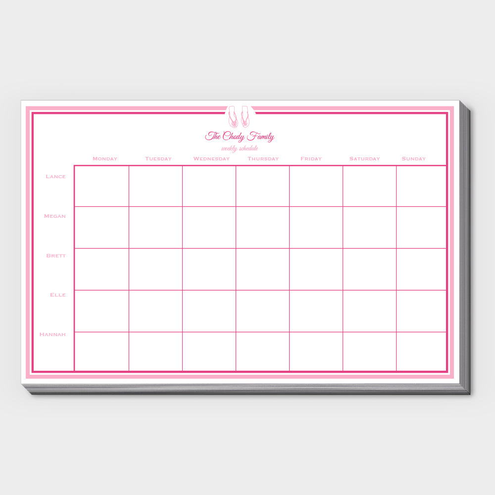 Flip Flop Family Schedule Pad