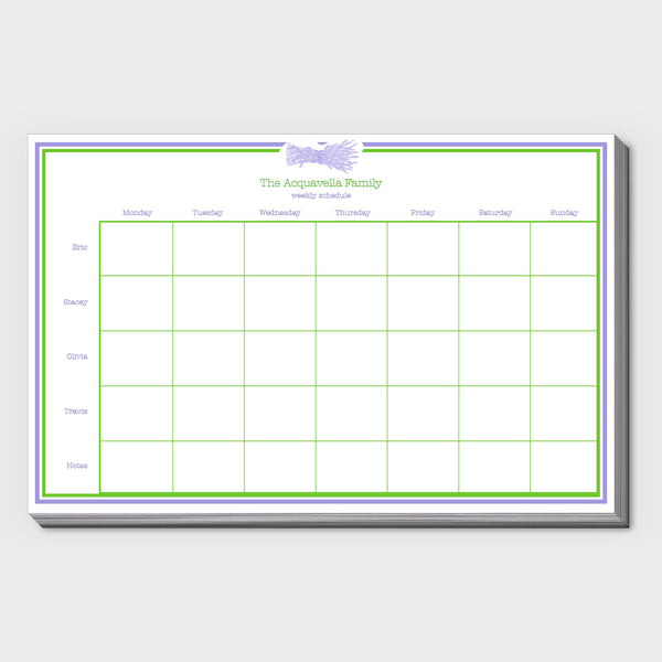 Lavender Family Schedule Pad