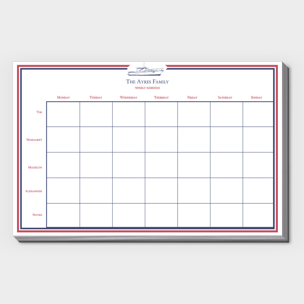 Picnic Boat Family Schedule Pad
