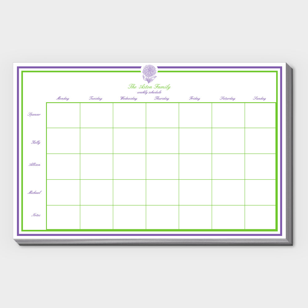 Zinnia Family Schedule Pad