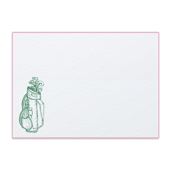 Letterpress Golf Bag Note Cards - Pink