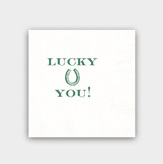 Lucky You! White Cocktail Napkins