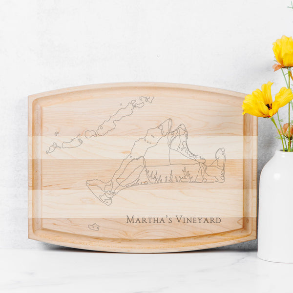 Martha's Vineyard - Arched Wood Cutting Board with Groove - 12" x 9"