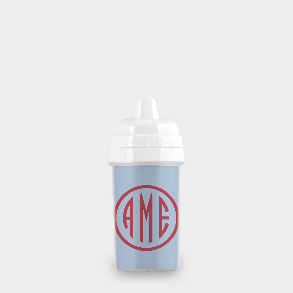 Bluebell and Red Monogram Sippy Cup