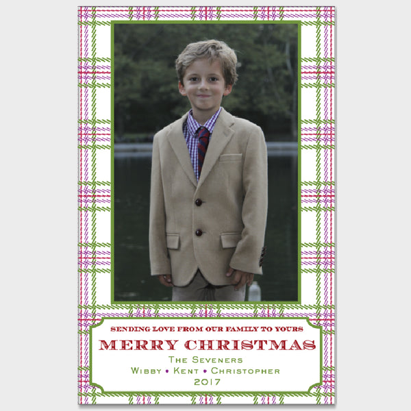 Pink Plaid Holiday Card