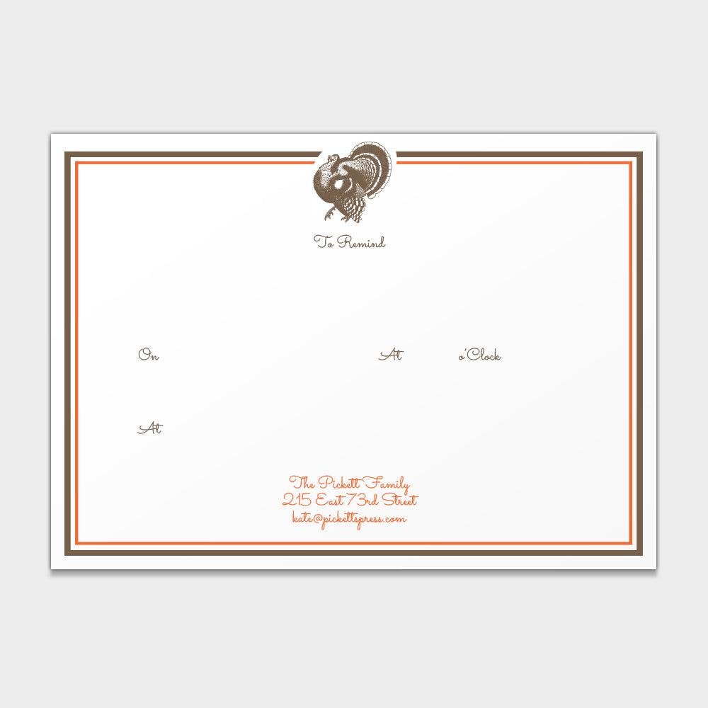 Turkey "To Remind" Note Cards