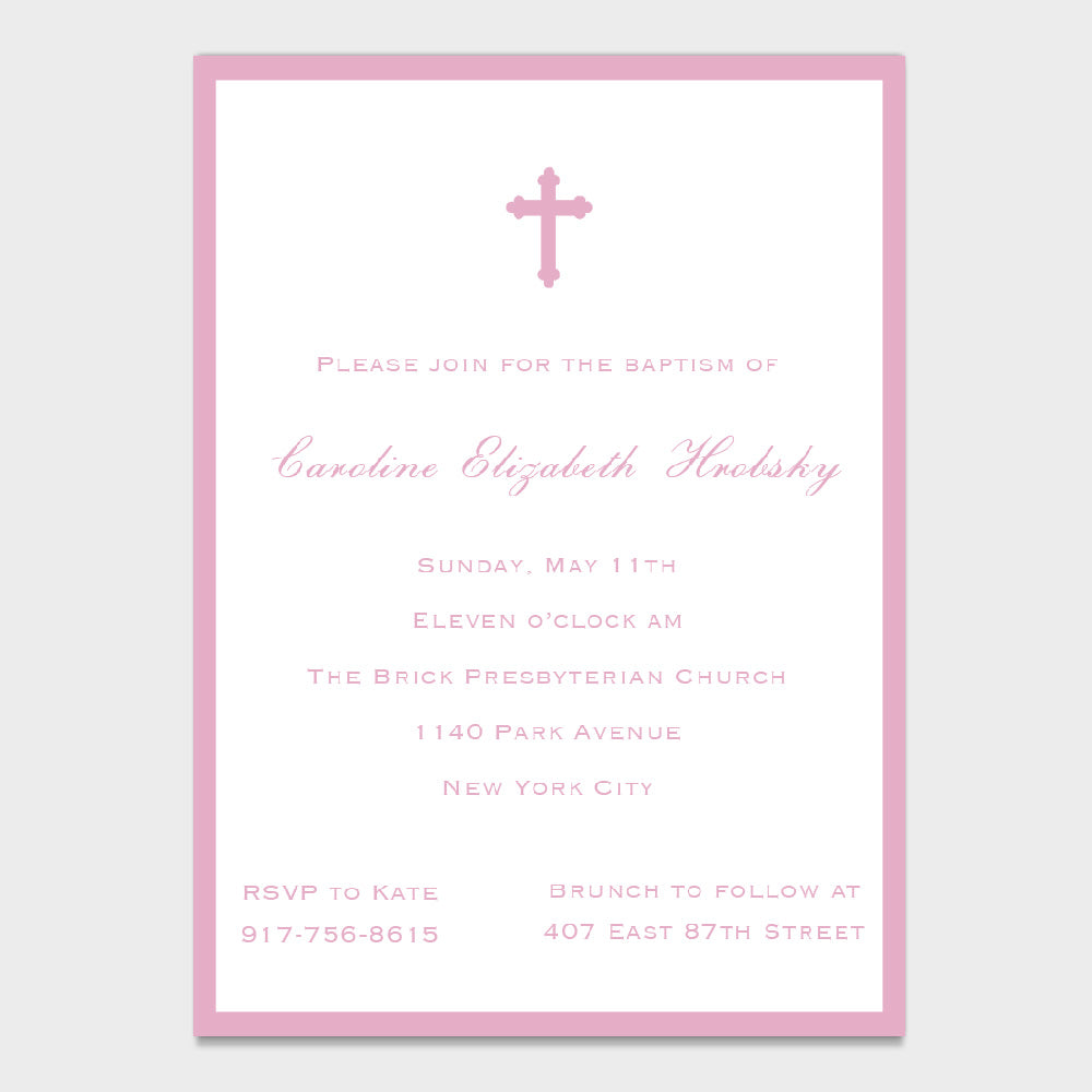 Pink Baptism Invitation
