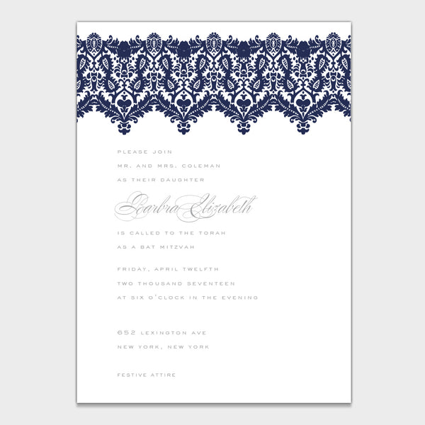 Brocade Bat Mitzvah Invitation