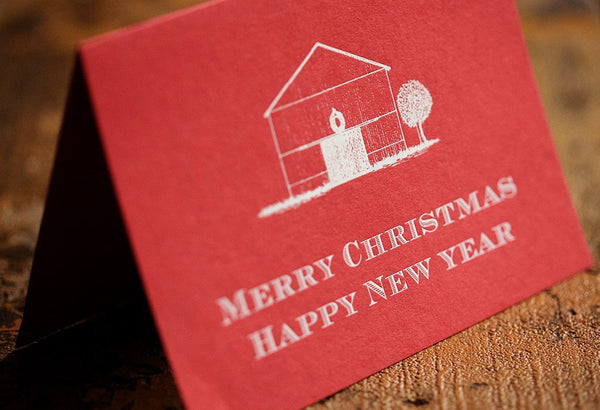 Folded Red Manger Christmas Card