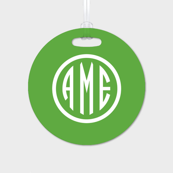 Citrus and White Monogram Luggage Tag