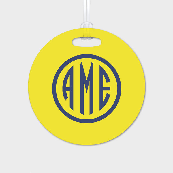 Yellow and Navy Monogram Luggage Tag