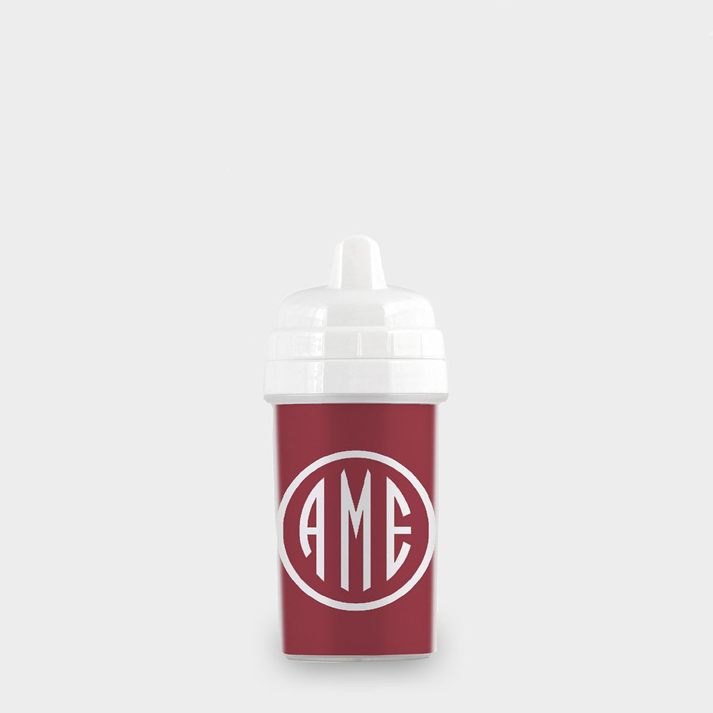 Red and White Monogram Sippy Cup