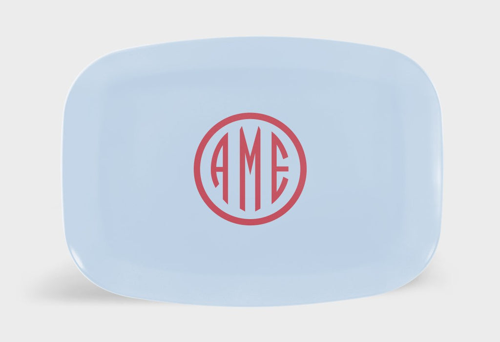 Bluebell and Red Monogram Melamine Platter