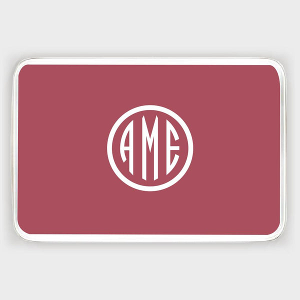 Red and White Monogram Melamine Tray