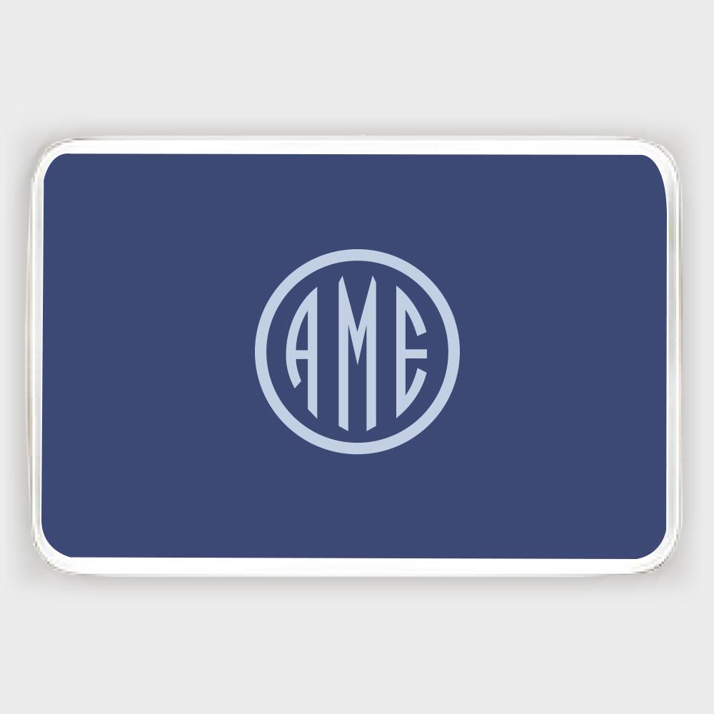 Navy and Bluebell Monogram Melamine Tray