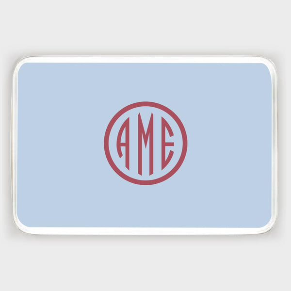 Bluebell and Red Monogram Melamine Tray