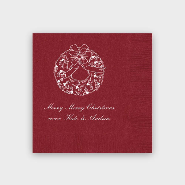 Christmas Wreath Napkins Red