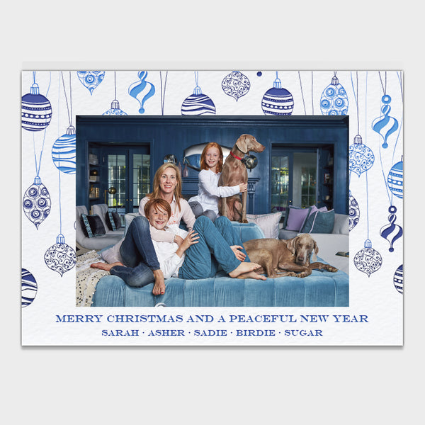 Blue Ornaments Christmas Card