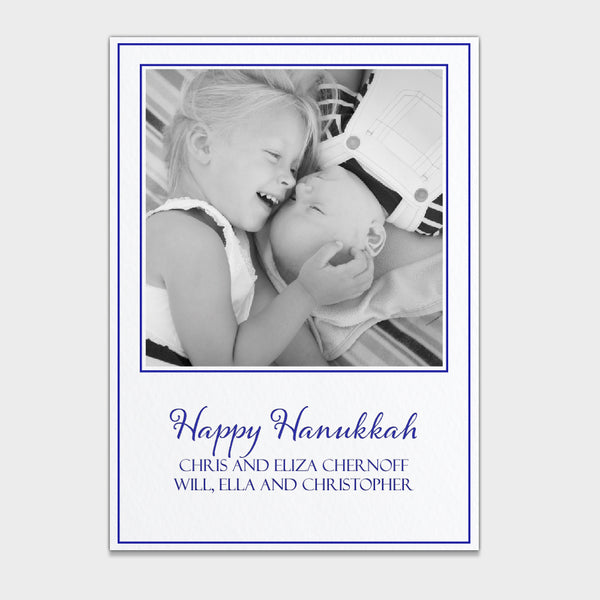 Happy Hanukkah Simple White Photo Card