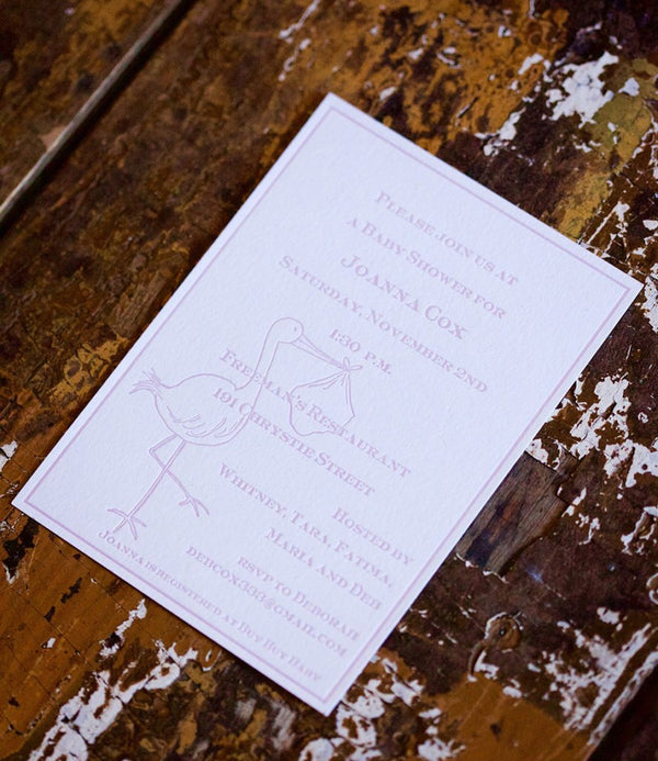 Pink Stork Shower Invitation