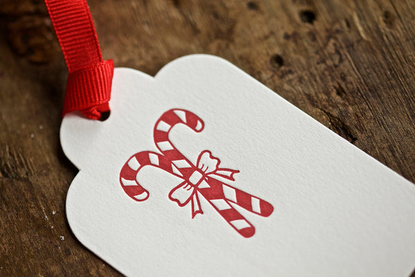 Candy Cane Letterpress Gift Tag