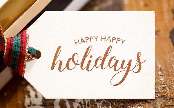Happy Holidays Letterpress Gift Tag