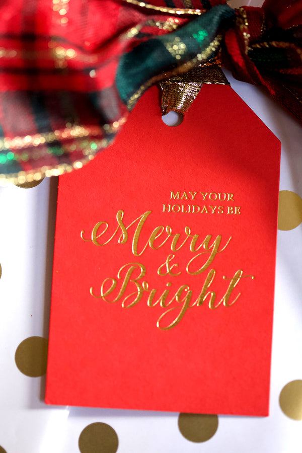 Merry & Bright Letterpress Gift Tag