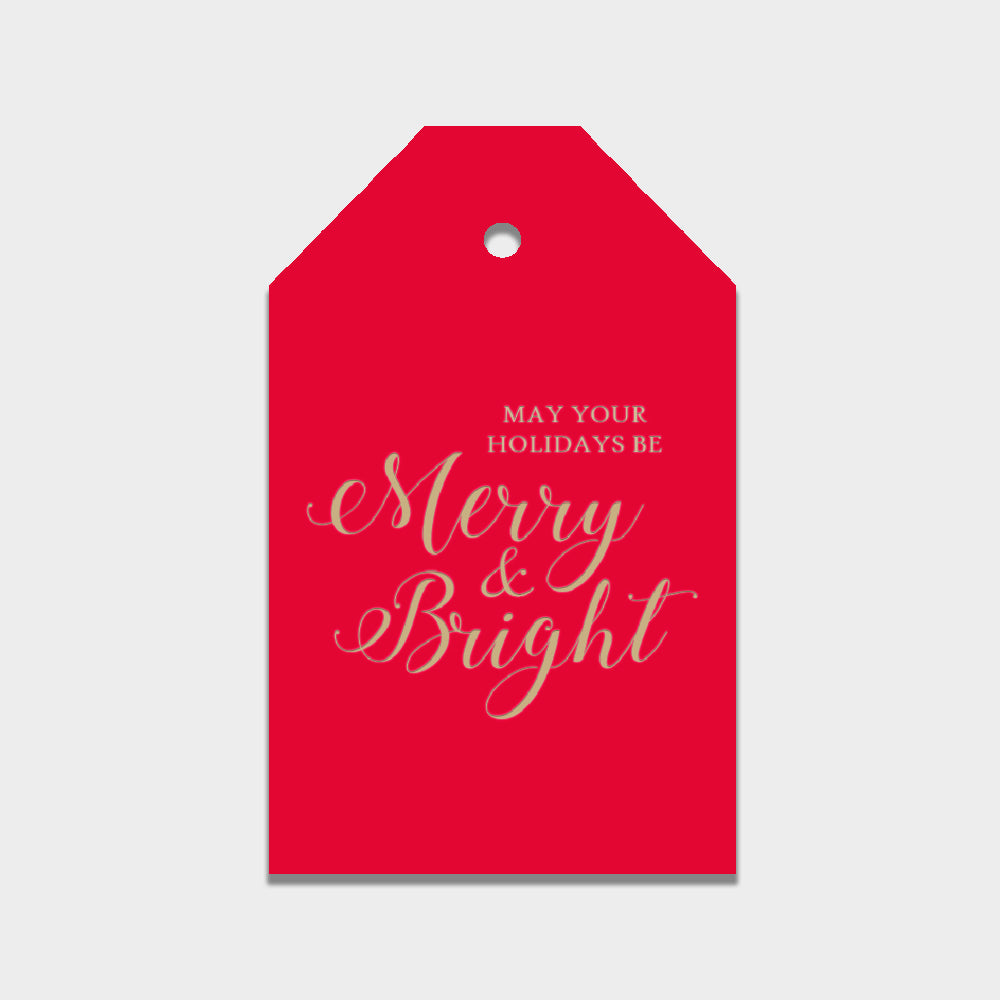 Merry & Bright Letterpress Gift Tag