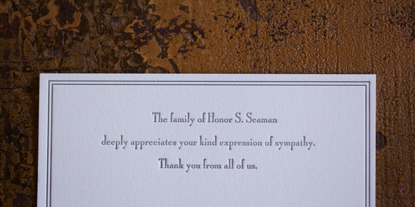Classic Letterpress Sympathy Card