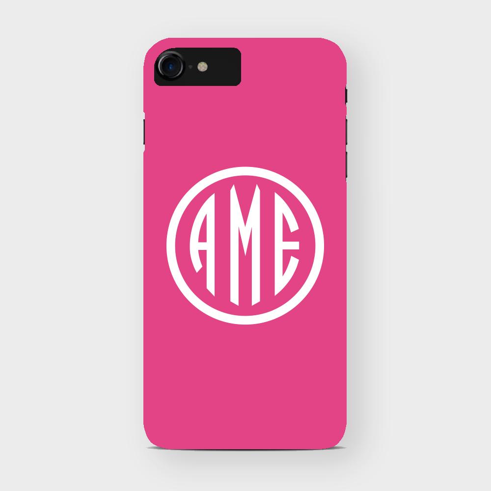 Magenta and White Monogram iPhone Case