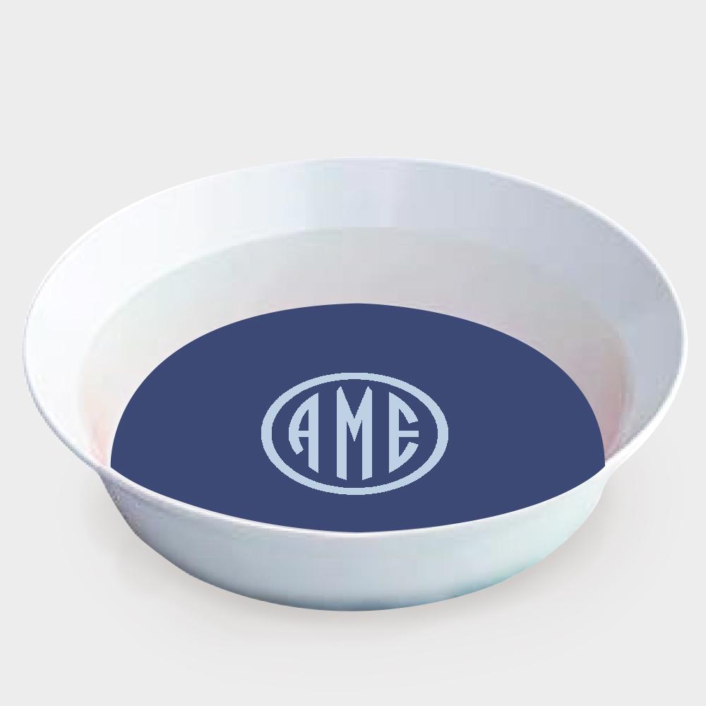 Navy and Bluebell Monogram Melamine Bowl
