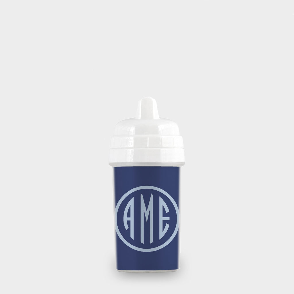 Navy and Bluebell Monogram Sippy Cup