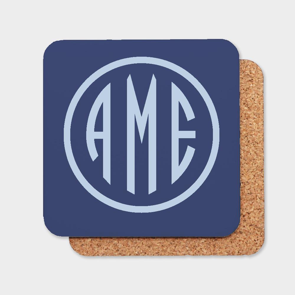 Navy and Bluebell Monogram Coaster