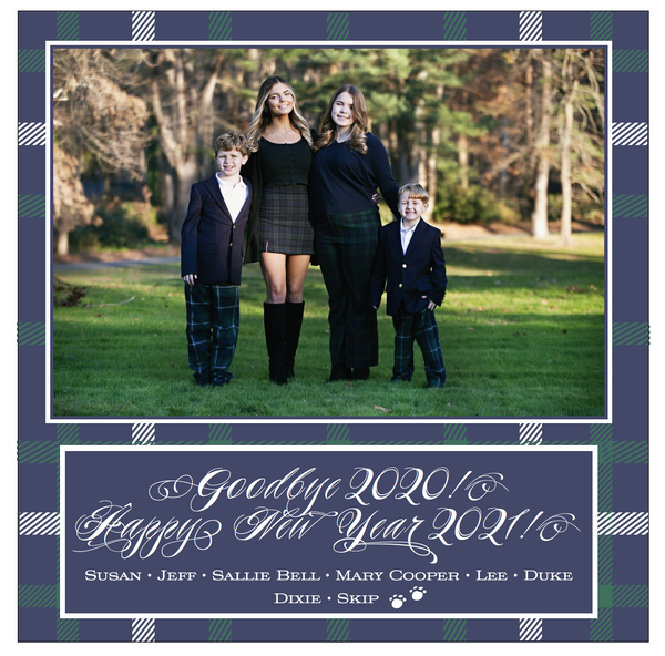 Navy Plaid Christmas Card