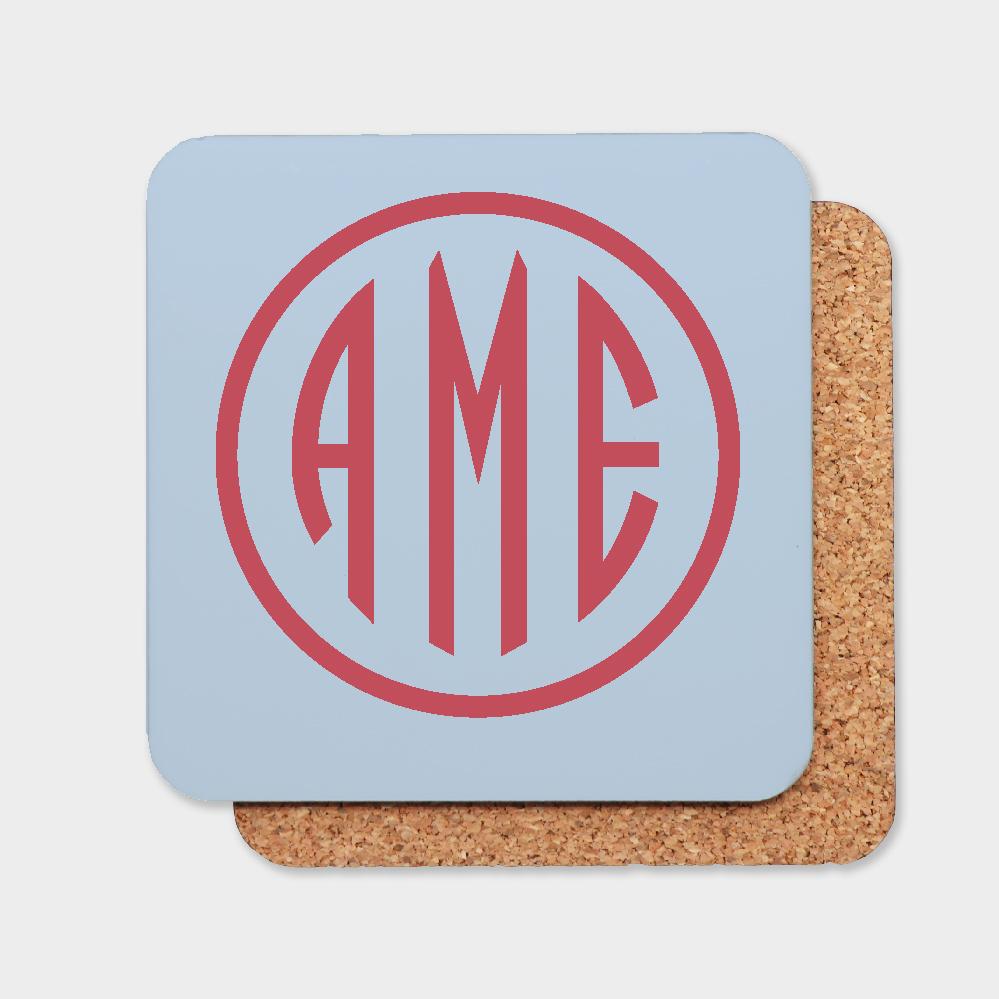 Bluebell and Red Monogram Coaster
