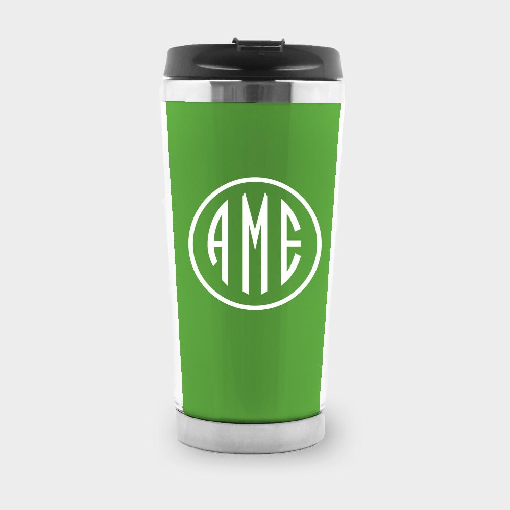 Citrus and White Monogram Travel Tumbler