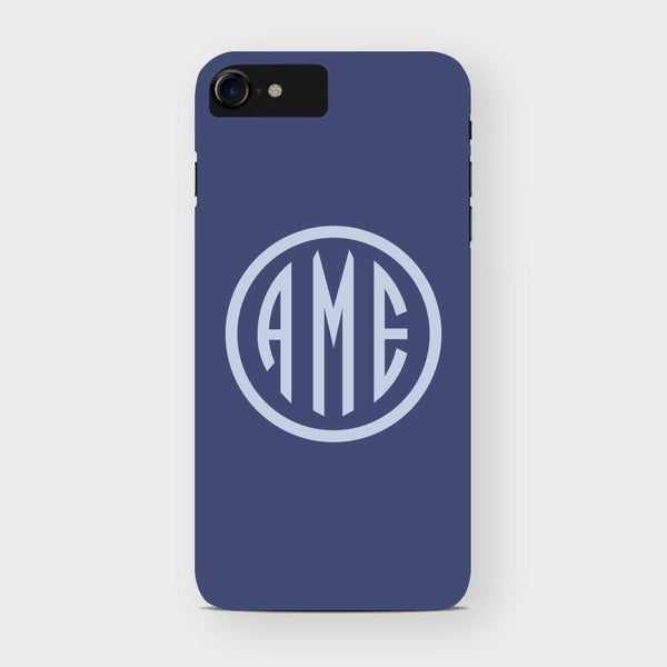 Navy and Bluebell Monogram iPhone Case