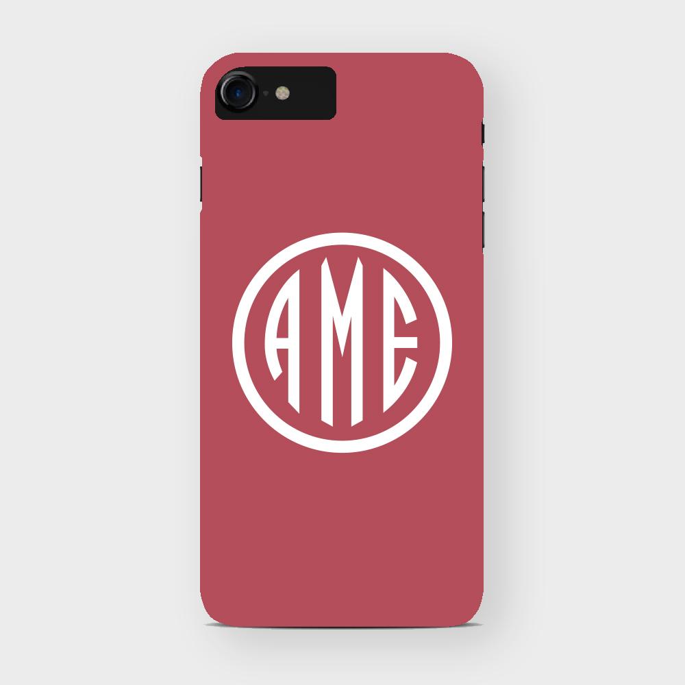 Red and White Monogram iPhone Case