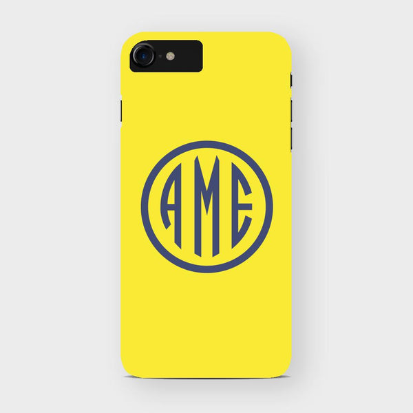 Yellow and Navy Monogram iPhone Case